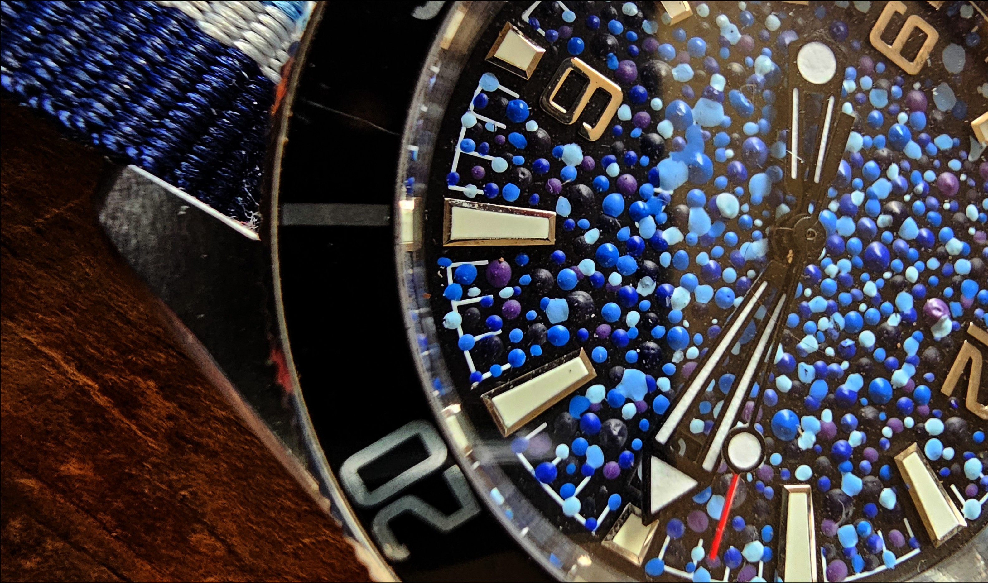 Custom diver watch — hand-painted blue dial