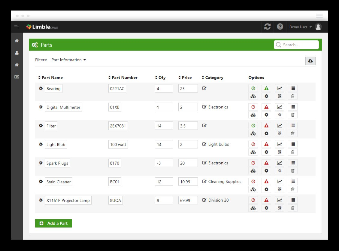CMMS parts inventory — destination for extracted data