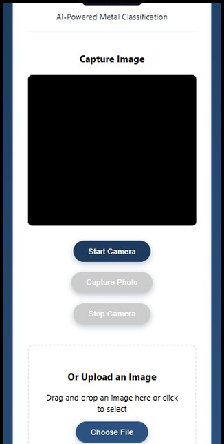 Capture interface — camera or upload for on-the-spot classification